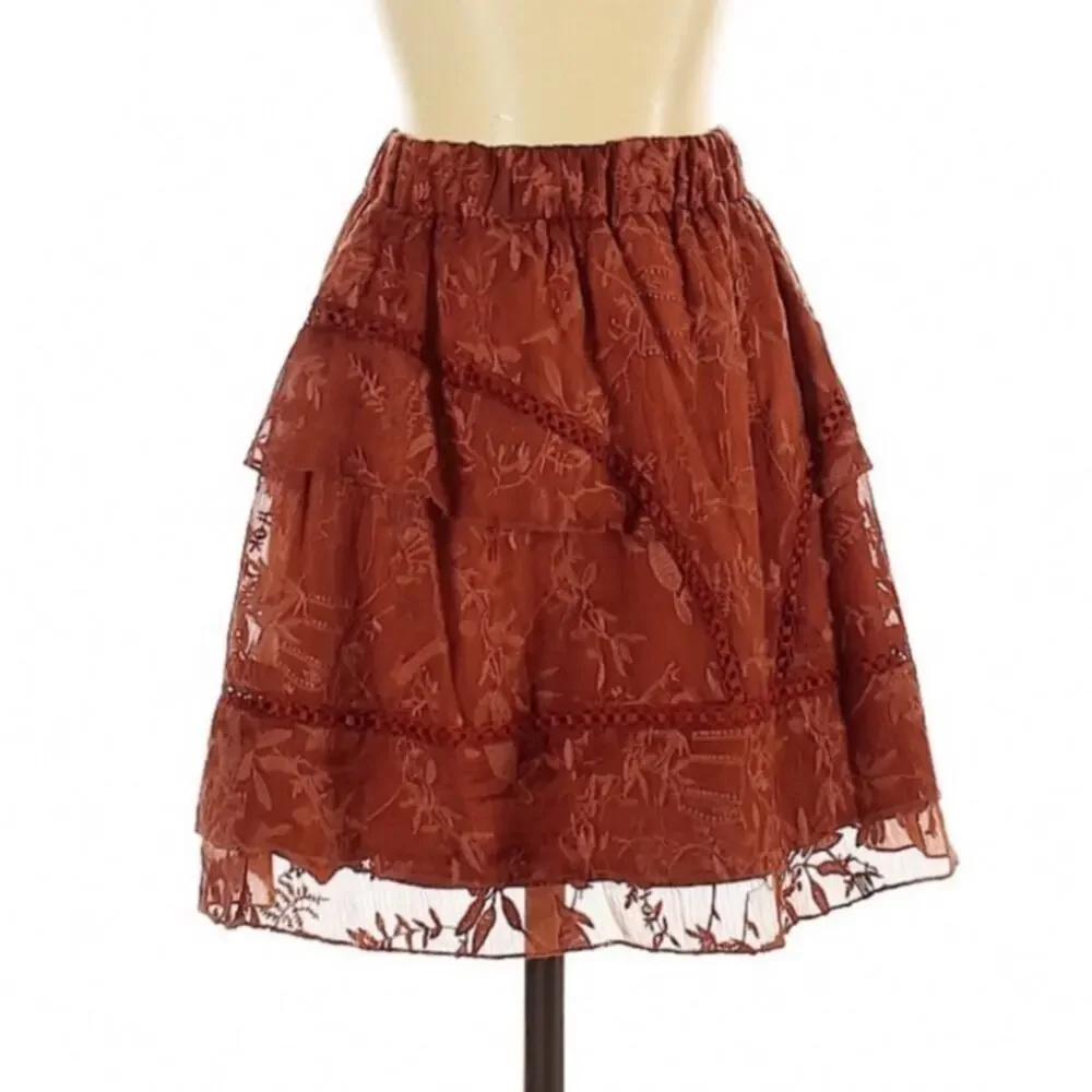 Q&A NWT Lace Ruffle Dainty Girly Mini Skirt